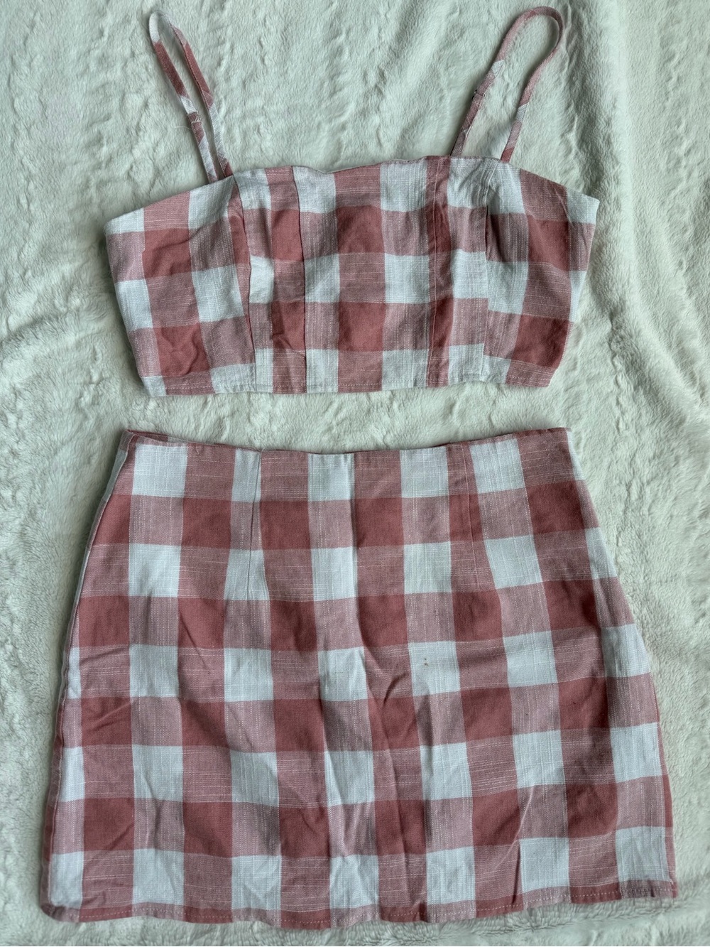 Forever 21 Pink & White Gingham Two-Piece Set